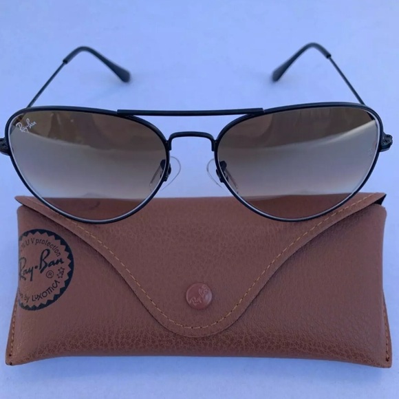 Ray-Ban Aviator Sunglasses RB3025 58mm Black Brown Gradient1